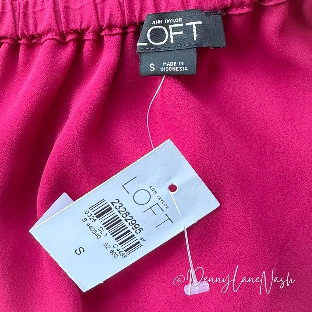 NWT Loft One-Shoulder Ruffle Romper Magenta - Picture 9 of 11